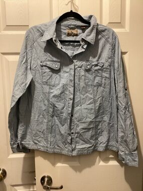 Light Blue Striped Button-Up Blouse - Schmidt